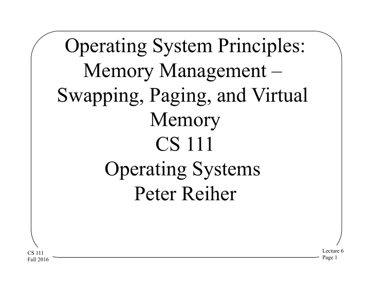 operating system principles memory management swapping