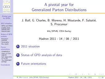 A pivotal year for  Generalized Parton Distributions  Pivotal year  for GPDs  J. Ball, G. Charles,