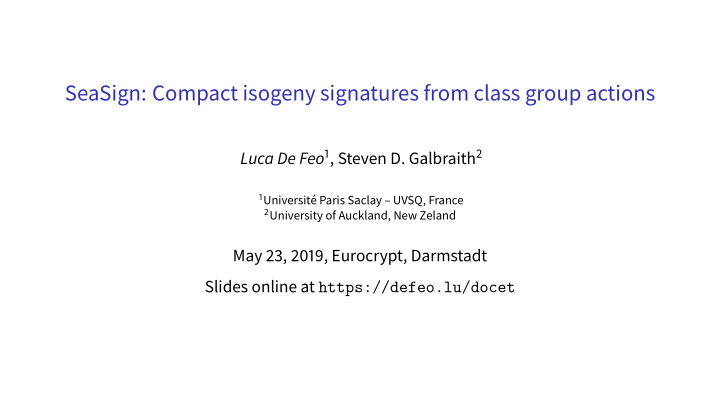 seasign compact isogeny signatures from class group