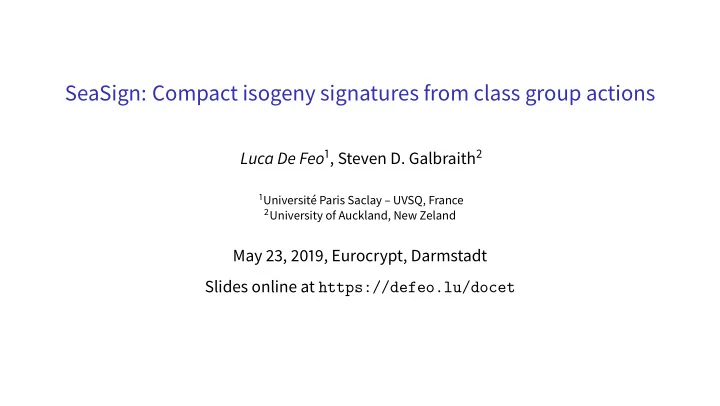 seasign compact isogeny signatures from class group