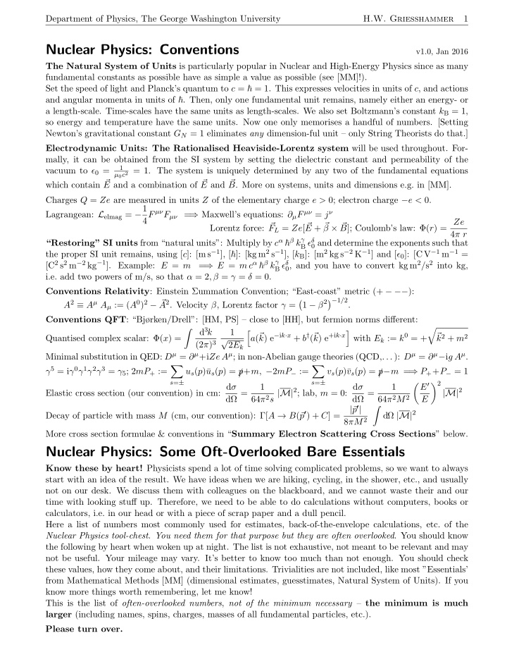 nuclear physics conventions