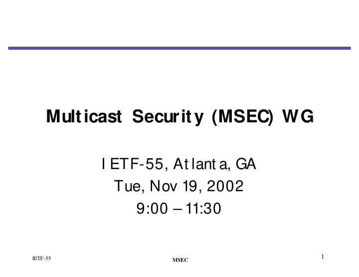 multicast security msec wg