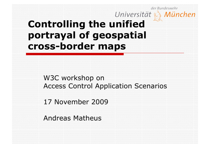controlling the unified portrayal of geospatial cross