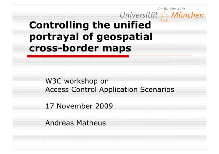 controlling the unified portrayal of geospatial cross