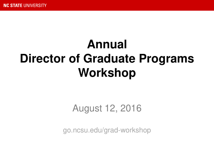 annual director of graduate programs workshop