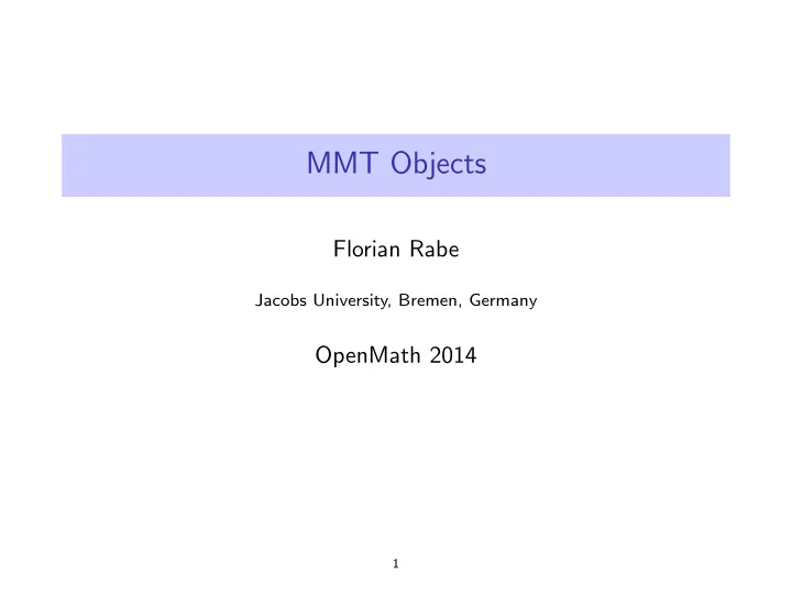 mmt objects