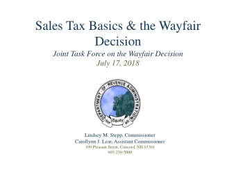 Lindsey M. Stepp, Commissioner  Carollynn J. Lear, Assistant Commissioner  109 Pleasant Street,