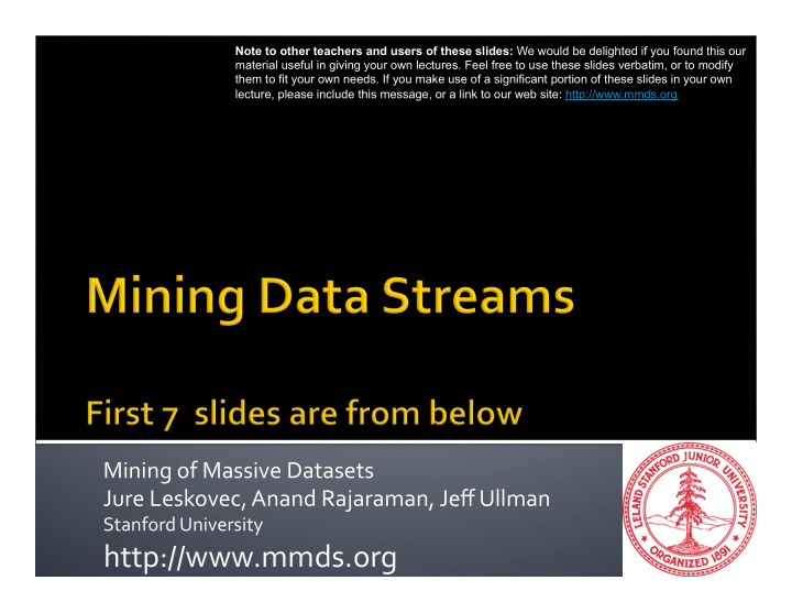 http mmds org in many data mining situa ons we do not