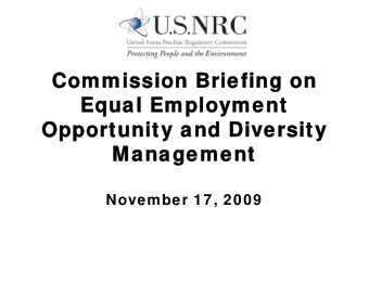 Commission Briefing on  Commission Briefing on  Equal Employment  Equal Employment  Opportunity and