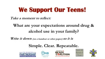 We Suppo  We  Support  rt Our  Our Tee  Teens!  ns!  Take a moment to reflect:  What are your