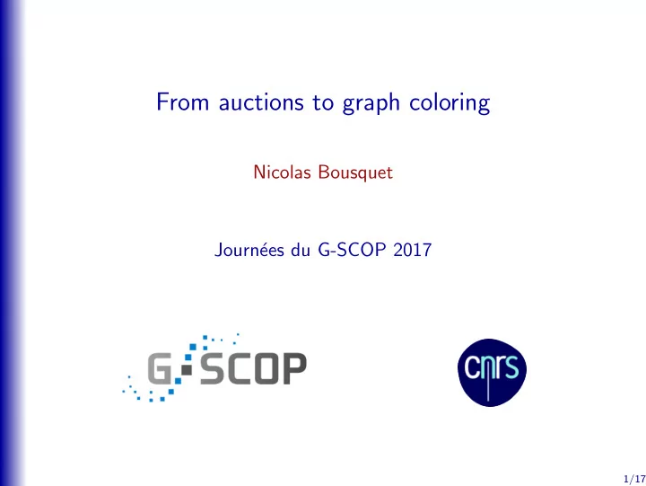 from auctions to graph coloring