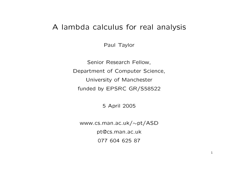 a lambda calculus for real analysis