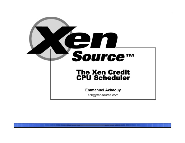 the xen credit cpu s scheduler