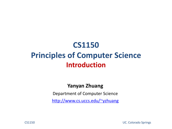 cs1150 principles of computer science