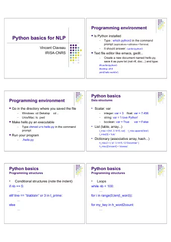Python basics for NLP    Type : which python3 in the command prompt