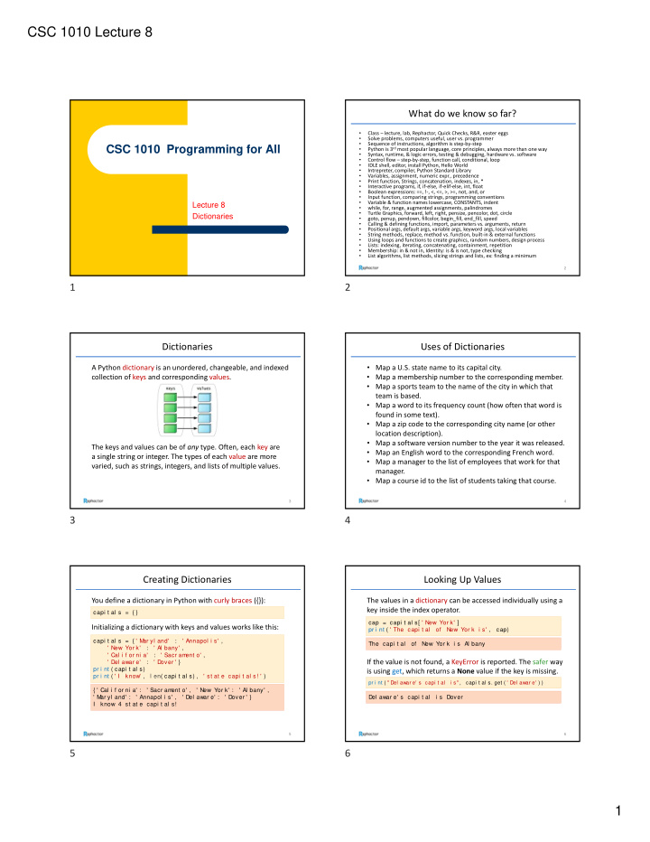 csc 1010 lecture 8