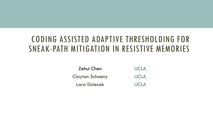 coding assisted adaptive thresholding for