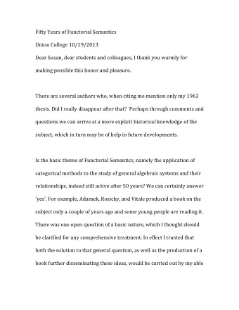 Fifty  Years  of  Functorial  Semantics        Union  College