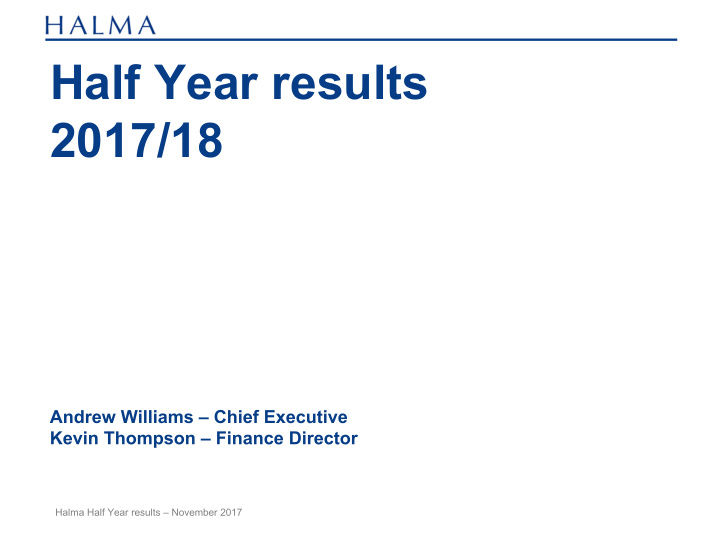 half year results 2017 18