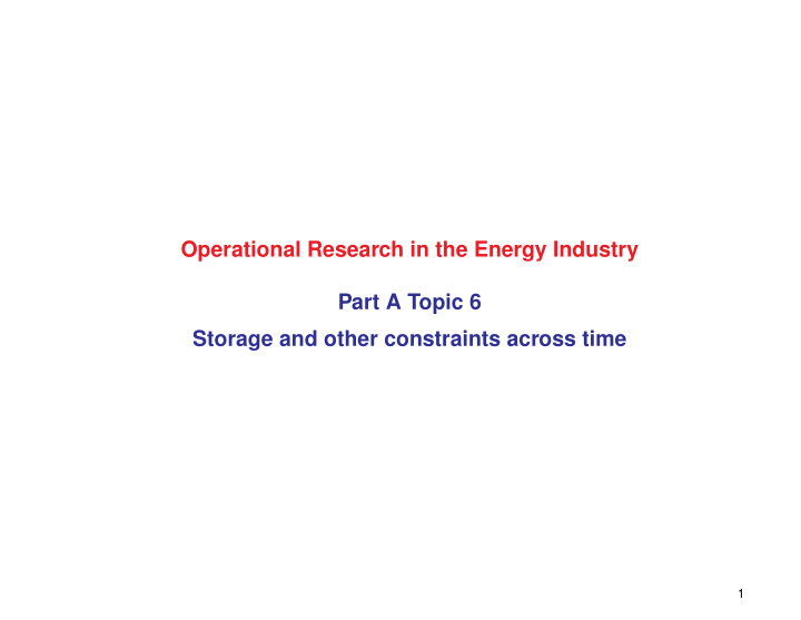 operational research in the energy industry part a topic