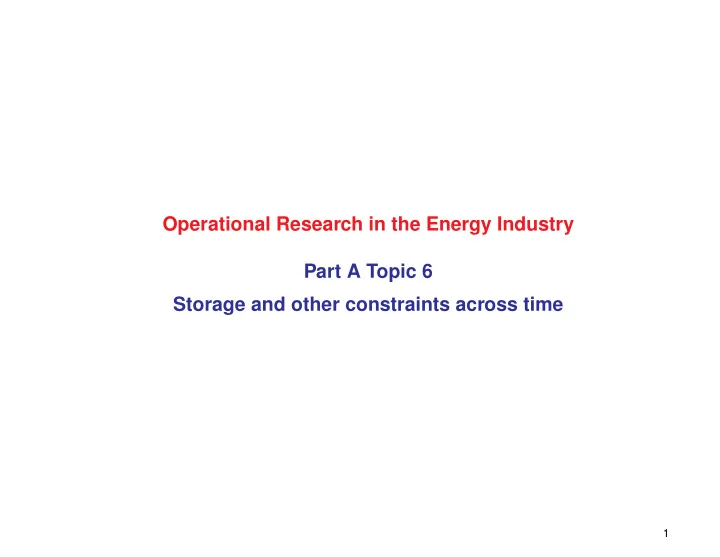 operational research in the energy industry part a topic