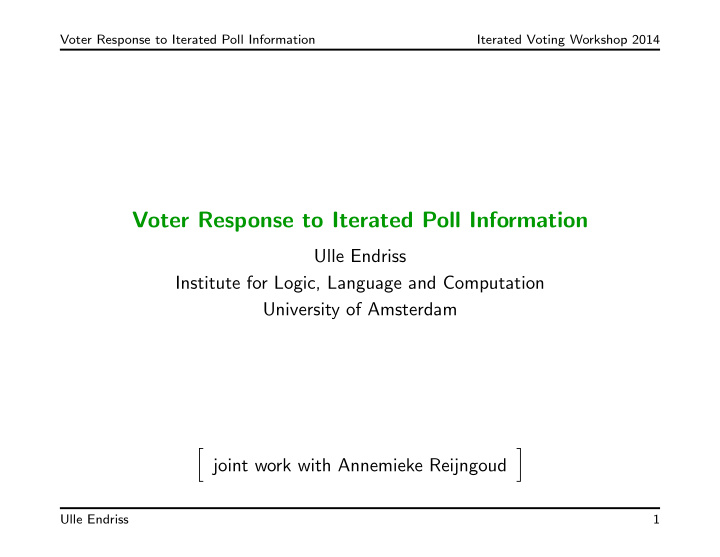 voter response to iterated poll information