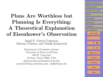 Plans Are Worthless but  Options Estimating L 0  Planning Is Everything: Estimating L 1