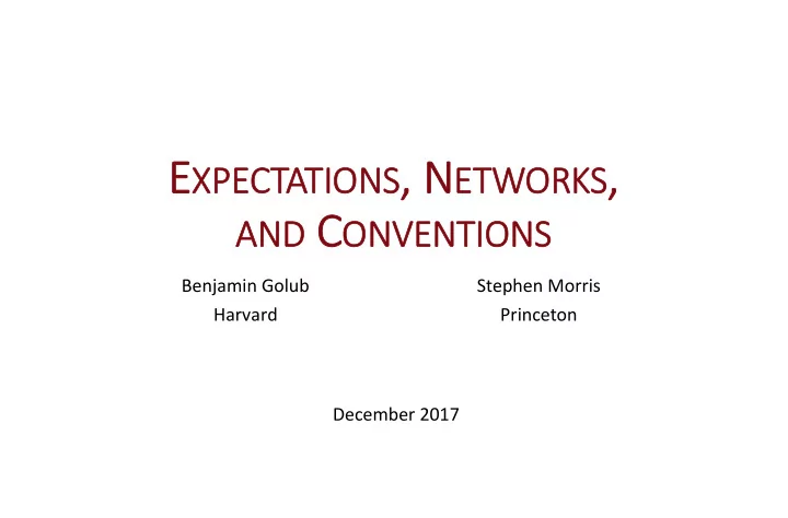 e xpectations n etworks