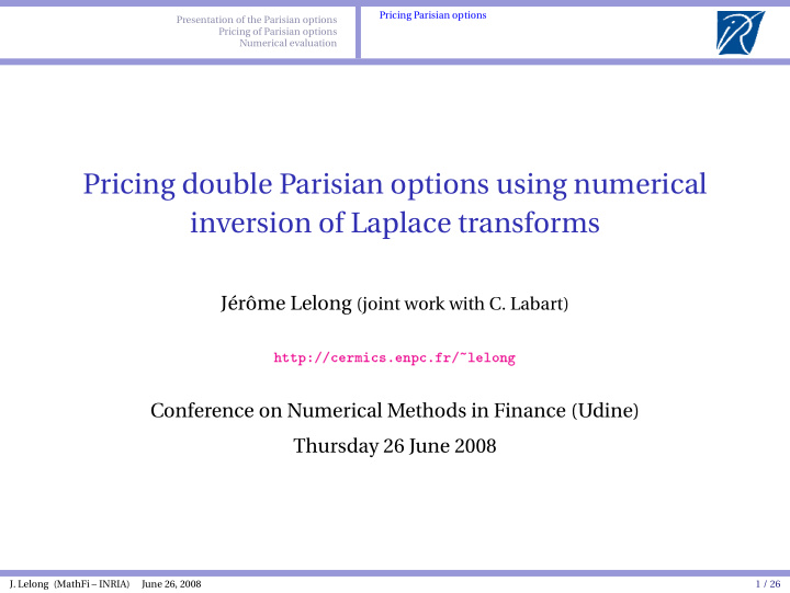 pricing double parisian options using numerical inversion