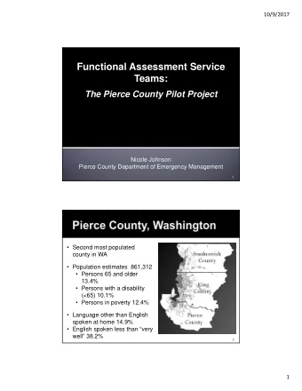 Functional Assessment Service  Teams:  The Pierce County Pilot Project  Nicole Johnson  Pierce
