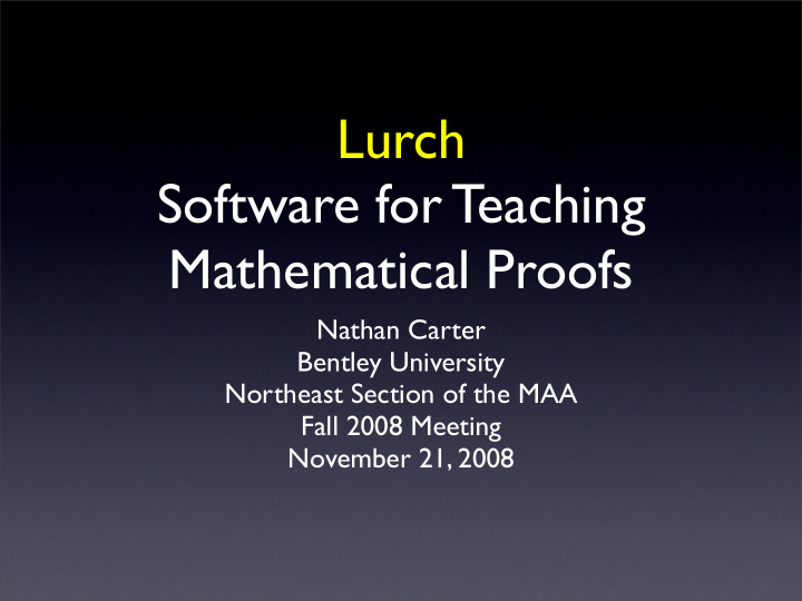 lurch software for teaching mathematical proofs