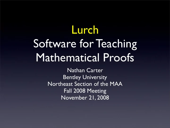 lurch software for teaching mathematical proofs