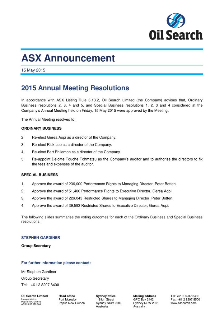 asx announcement