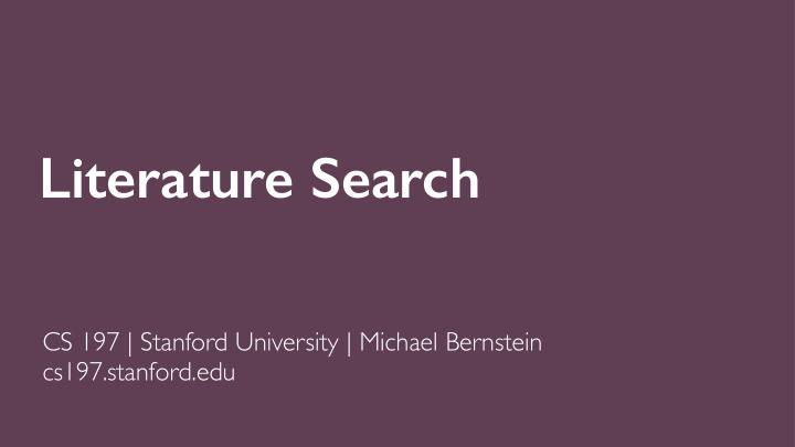 literature search