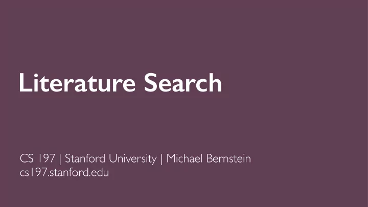 literature search