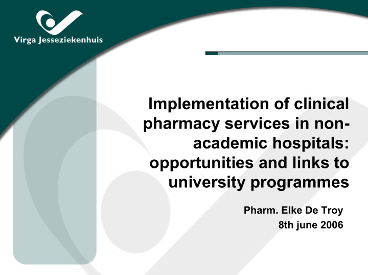 implementation of clinical pharmacy services in non