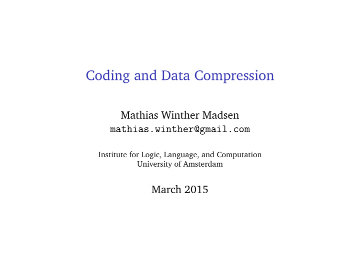 coding and data compression