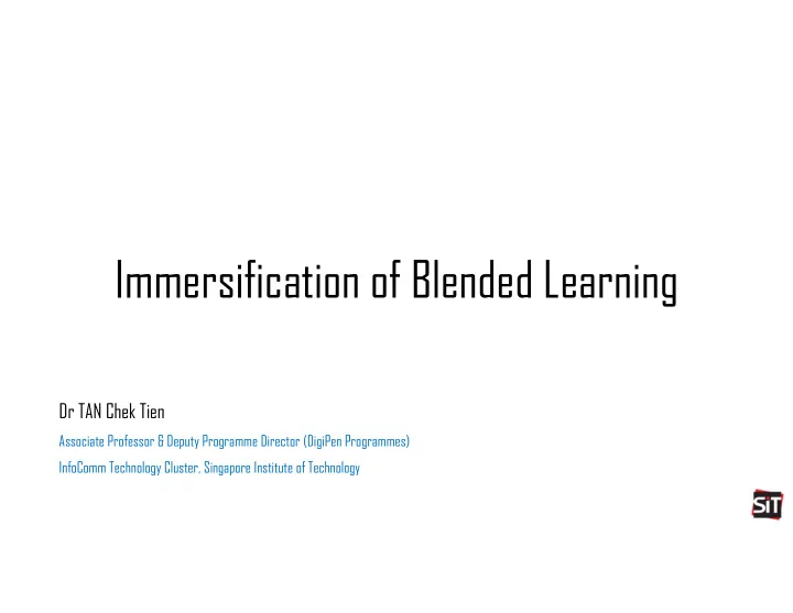 immersification of blended learning