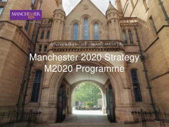 Manchester 2020 Strategy  M2020 Programme  M2020 Programme  Programme Objectives:   Realising
