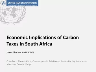 Economic Implications of Carbon Taxes in South Africa  James Thurlow, UNU-WIDER  Coauthors: Theresa