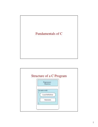 Fundamentals of C  Structure of a C Program  1  Our First Simple Program  Comments - Different