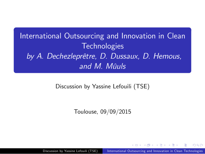international outsourcing and innovation in clean