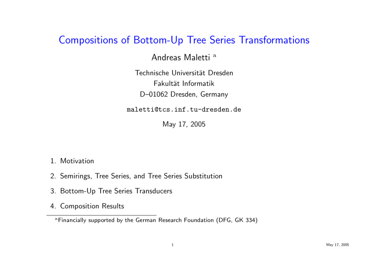 compositions of bottom up tree series transformations