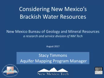 Considering New Mexicos  Brackish Water Resources  New Mexico Bureau of Geology and Mineral