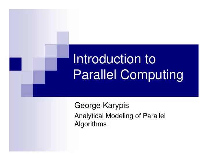 introduction to parallel computing