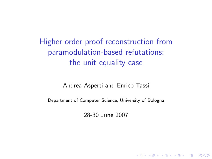 higher order proof reconstruction from paramodulation