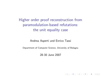 Higher order proof reconstruction from  paramodulation-based refutations:  the unit equality case