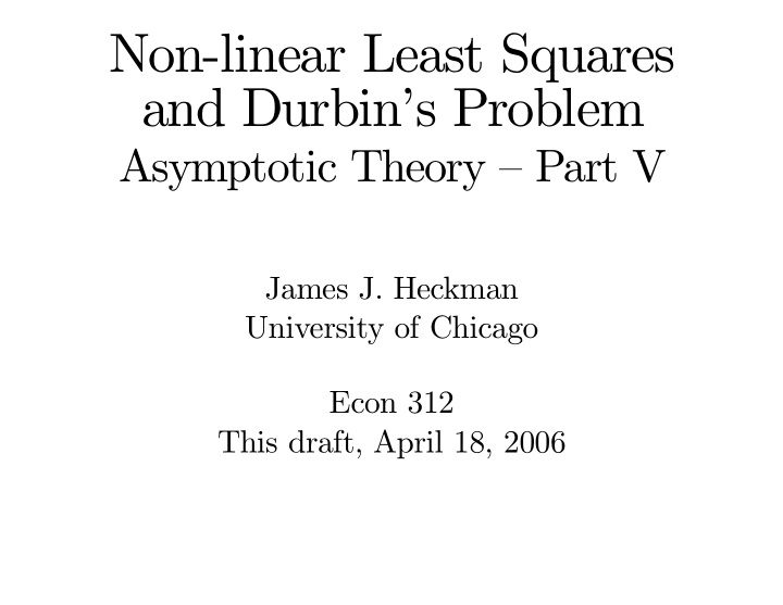 non linear least squares and durbin s problem