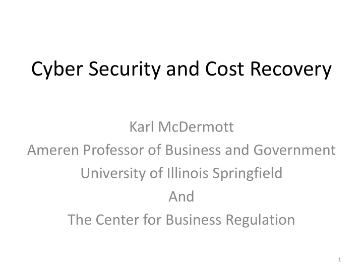 cyber security and cost recovery