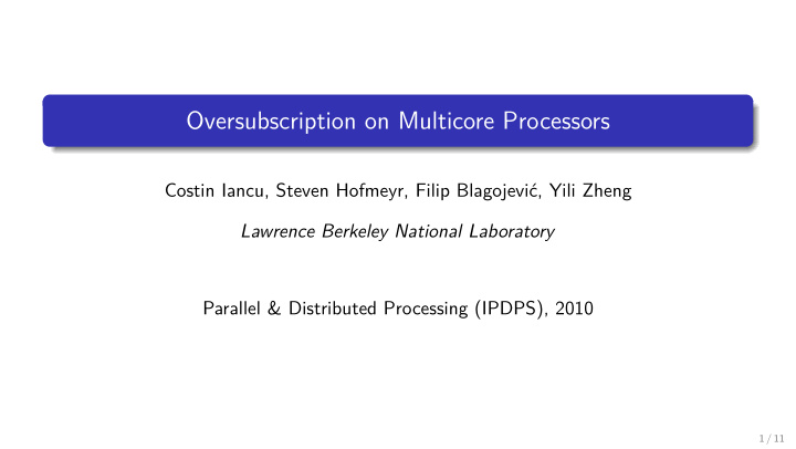 oversubscription on multicore processors